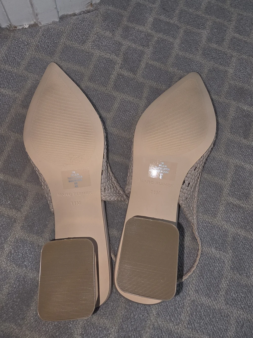 Marc Fisher Beige Woven Pointed Slingback Heels